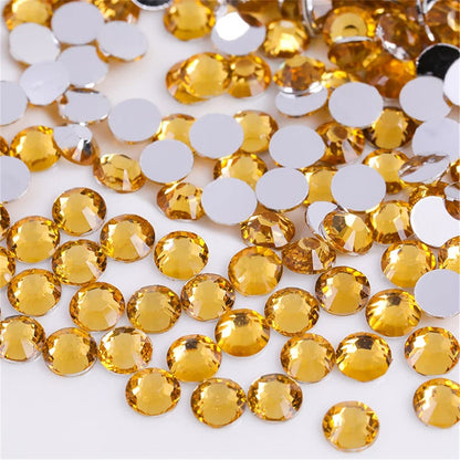 1000 Pieces SS20 5mm Flatback Rhinestones Clear Glass Round Gems Crystals for Nail Art DIY Crafts Clothes Shoes Bags （Golden Yellow）