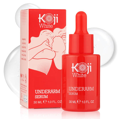Koji White Underarm Serum for Armpit, Elbows, Knees, Private Areas - Hydrating with Kojic Acid, Niacinamide, Tranexamic Acid, Paraben-Free, Vegan, 1 Fl Oz