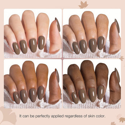 AZUREBEAUTY Nail Polish Set 4 Colors Nude Purple Glitter Nail Polish Quick Dry Natural Nail Lacquer Fingernail with Top Coat DIY Salon Home