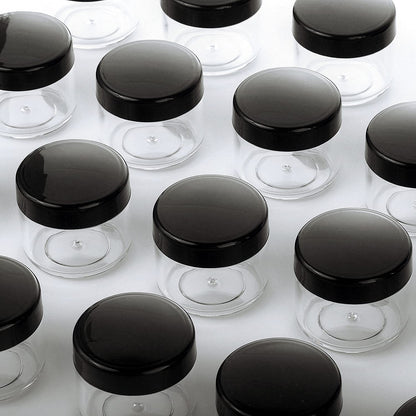 100 Count Refillable Cosmetic Containers with Lids 20 Grams Black Makeup Sample Jars for Beauty Products - Black