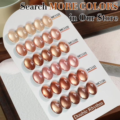 Double Rhythm 15ML Ice Glass Cat Eye Gel Polish with Magnet Holographic Glitter Shimmer Translucent Sheer Color Salon Soak Off Magnetic Nail at Home (Pink Gold-MC1122)