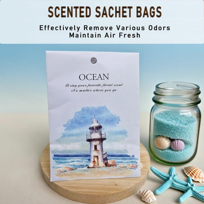 Ocean Scented Sachet Bags - 12 Pack Home & Car Freshener, Odor Eliminator for Closets, Rooms, Drawers, Wardrobes, Toilets, Long - Lasting 360 - Day Fragrance