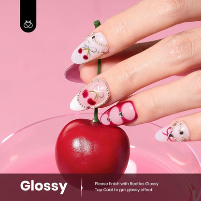 Beetles Dark Red Gel Nail Polish - 15ML Maroon Red Translucent Sheer Jelly Nail Polish Soak Off UV Lamp Colorful Bottle Gel Nail Art Salon DIY Home Manicure Gift for Women