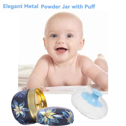 Body Powder Puff and Container, 3.35" Portable Dusting Powder Container with Soft Puff Loose Powder Case Box Jar with Lids for Baby Women Home and Travel Use