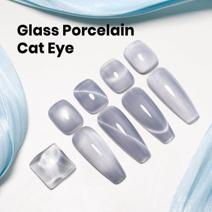 Beetles Gray Cat Eye Gel Nail Polish - 15ML Dark Gray Glass Cat Eye Glitter Gel Polish with Magnet Shimmer Sheer Gel Soak Off UV Moonlit Dew Collection Nail Art Design Manicure Gifts for Women