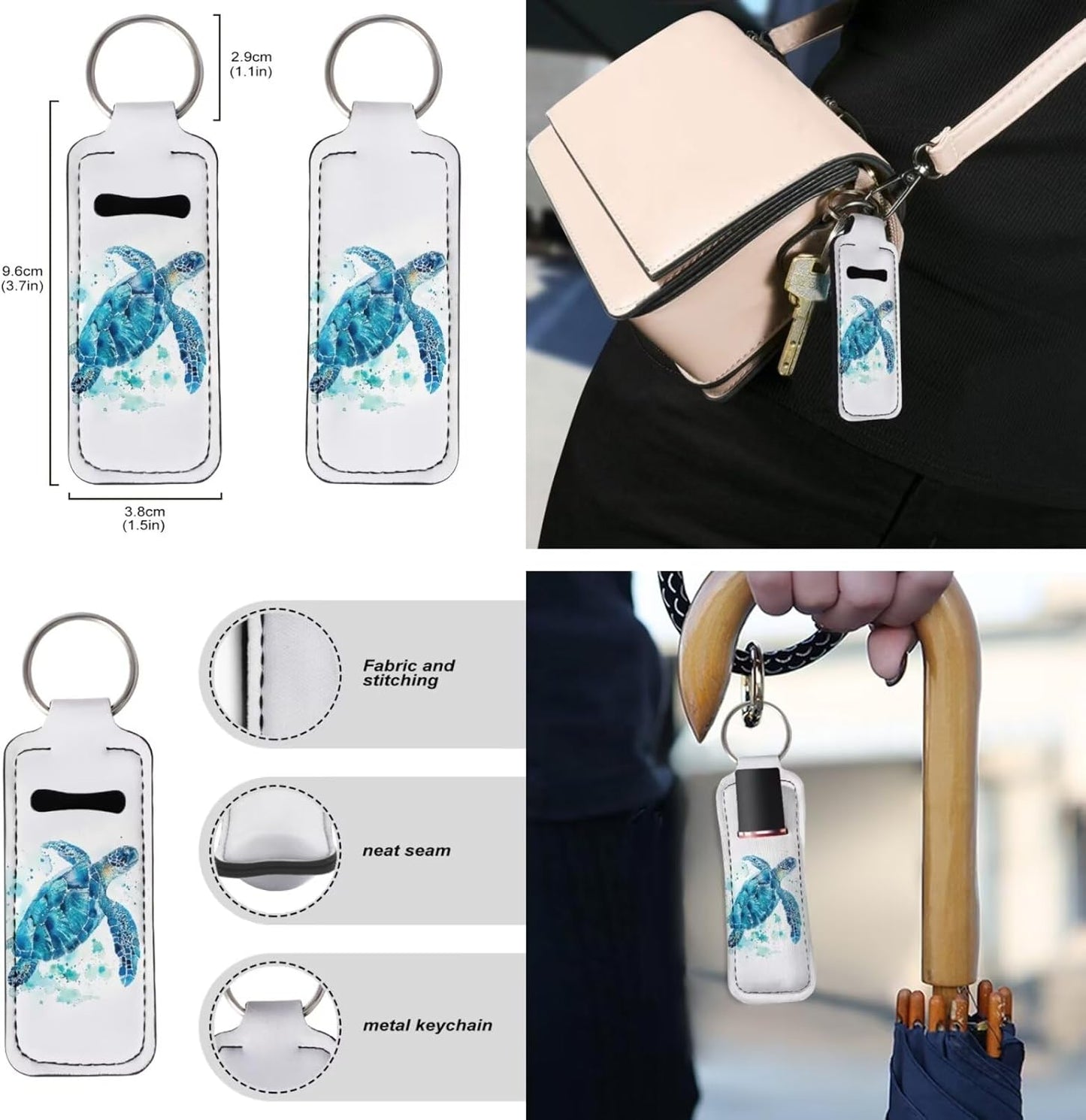 Suobstales 3 Pack Travel Bottle Keychain Holder Set Hand Sanitizer Holder With Chapstick Holder Keychain for Women Men