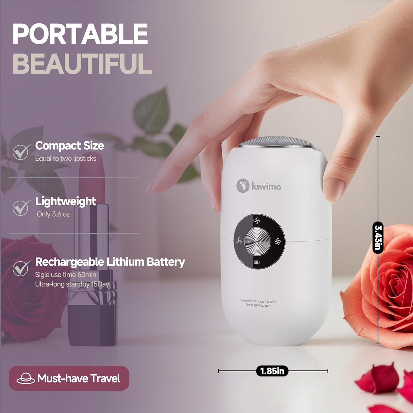 Electric Foot Callus Remover for Women Men, Rechargeable Electric Foot File Pedicure Tool with Stainless Steel Heads, Portable Feet Grinder for Cracked Dry Heels Dead Skin Calluses