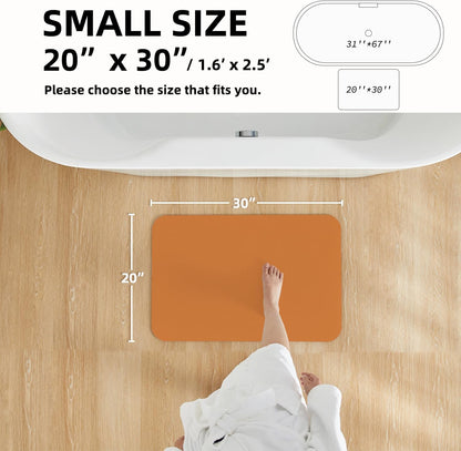 Bathroom Mat Quick Dry, Bathroom Rugs Non Slip Washable Thin Absorbent Bath Mat Fits Under Door Bathroom Floor Mat Perfect for Bath, Shower, or Sink 20"x30" Orange