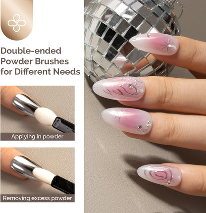 MelodySusie 2Pcs Chrome Nail Powder for Gel Nails,Metallic Mirror Effect Pigment Stylish and Technological Fine Glitter for Home DIY Salon Use