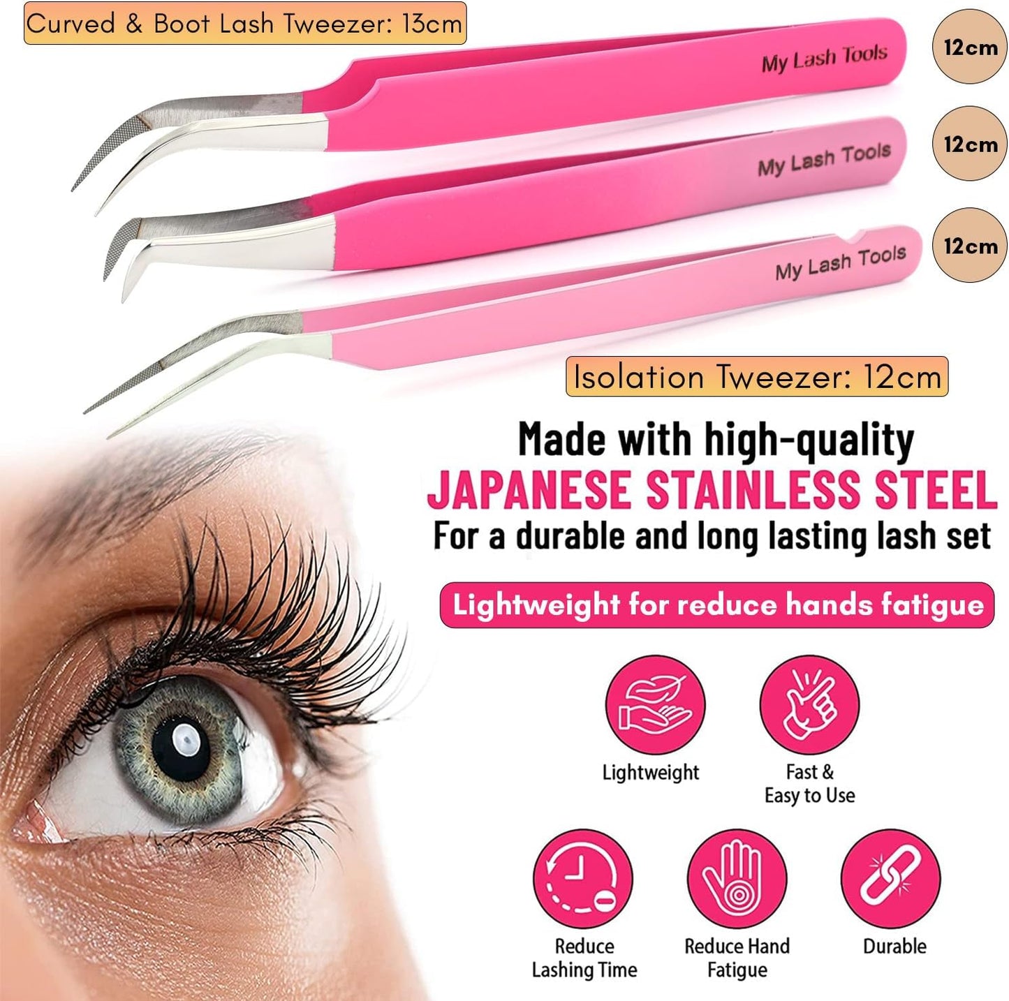 My Lash Tools New Isolation Lash Tweezers For Eyelash Extensions Best for Individual Isolation & Classic Lashes Japanese Stainless Steel Lightweight Precision Lashing Twisers (CEC-JP/05)