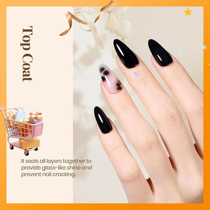 beetles Gel Polish No Wipe Gel Top Coat - Clear Color Top Coat Gel Nail Polish Shine Finish and Long Lasting, Soak Off Nail Lamp, 15ml Fall Gifts for Girls