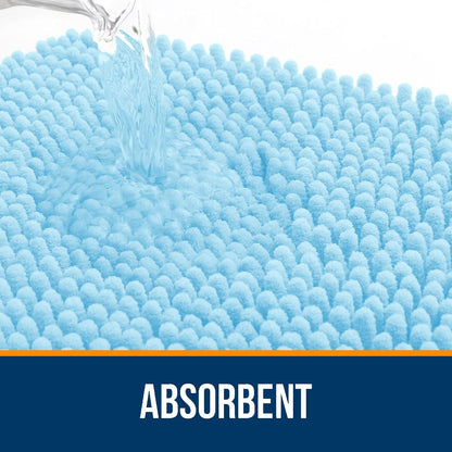 OLANLY Bathroom Rugs 24x16, Extra Soft Absorbent Chenille Bath Rugs, Rubber Backing Quick Dry, Machine Washable Bath Mats for Bathroom Floor, Tub and Shower, Home Decor Accessories, Sky Blue