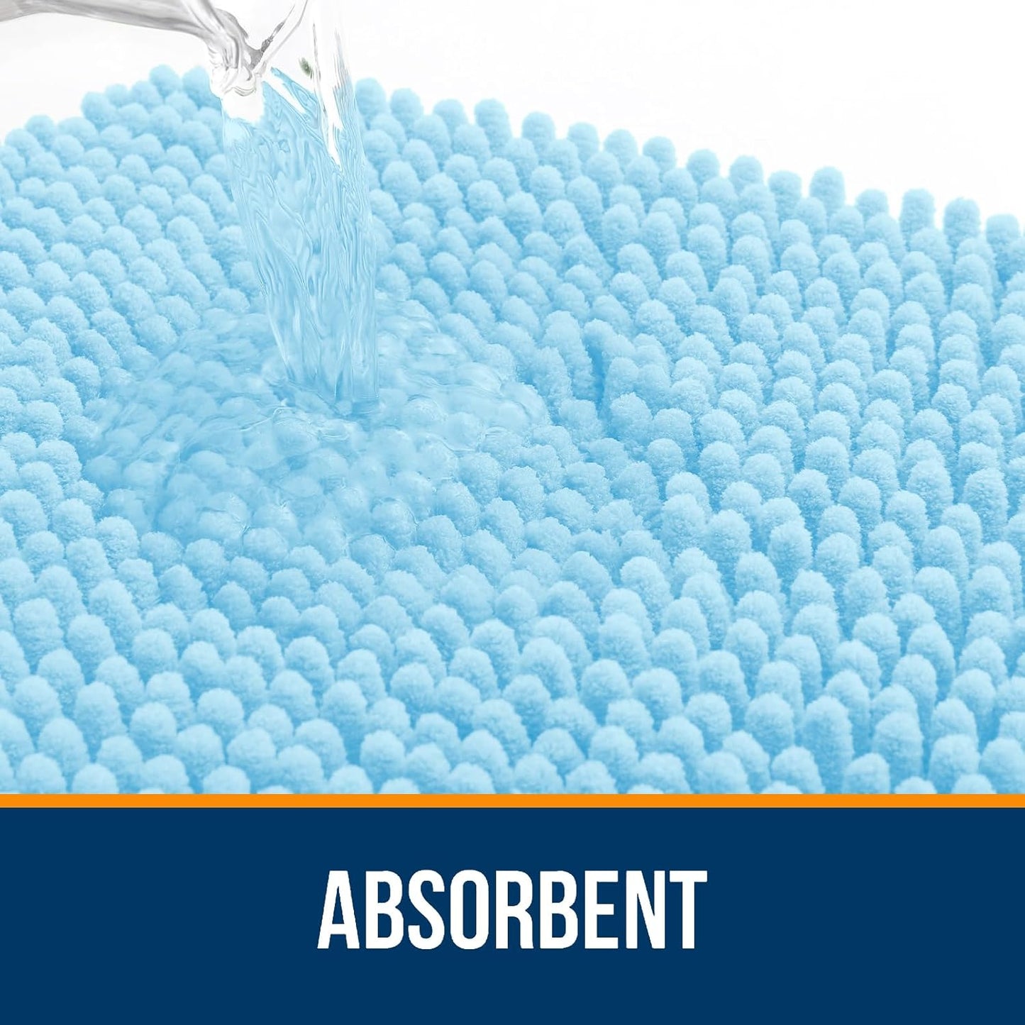 OLANLY Bathroom Rugs 70x24, Extra Soft Absorbent Chenille Bath Rugs, Rubber Backing Quick Dry, Machine Washable Bath Mats for Bathroom Floor, Tub and Shower, Home Decor Accessories, Sky Blue