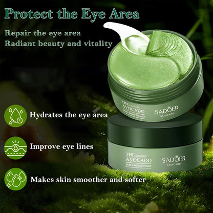 Under Eye Mask - 60Pcs Avocado Under Eye Patches for Puffy Eyes, Dark Circles, Eye Bag, Fine Lines, Wrinkles, Puffiness Reduction, Tender Smooth Eye Skin, Hydrating Eye Gel Pads with Natural Extracts