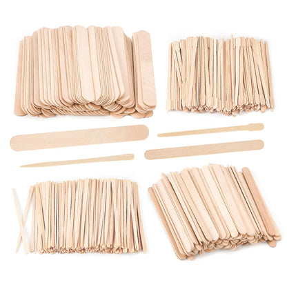 4 Style 1000 Pcs Waxing Sticks Assorted Wax Applicator Sticks for Body Legs Face with Small Medium Large Sizes Wood Popsicle Sticks for Waxing Or Wood Craft Sticks