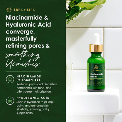 Tree of Life Beauty Niacinamide Vitamin B3 Serum, Hydrating Face Oil for Dark and Age Spots, Tightens Pores, Facial Serums for Sensitive Skin Care with Hyaluronic Acid and Vitamin E, 2 Fl Oz