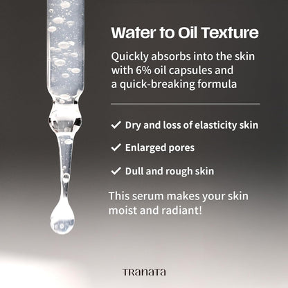 [TRANATA] Rice Punch Peptide Capsule Serum Pore tightening – Korean rice skincare with 80% Rice peptide for Glass Skin Glow Pore tightening Hydration peptide Rice& Lactobacillus for Face