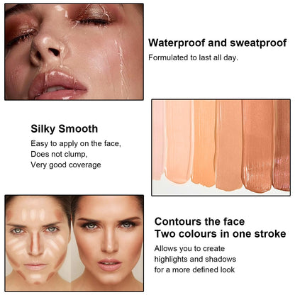 6 Colors Cream Contour Stick Makeup, Primer Face Highlighter Contouring for Beginners, Highlight and Contour Kit, Cream Concealer Makeup Blush Stick, Primer Face Corrector (SET B)