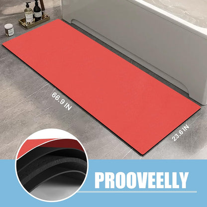 Diatomaceous Earth Bath mat Bathroom Rugs Super Absorbent Quick Dry Non Slip Bath Mat Thin Bathroom Floor Mats Fit Under Door-Shower Rug for in Front of Bathtub Shower, Red, 23.6"x47.2"