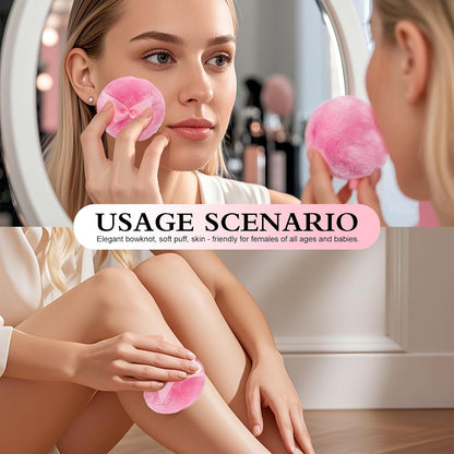 2 Pcs Large Body Powder Puff and Container, Dusting Powder Container with Puff, Crystal Case, Body Powder Puff for Women Soft Washable Reusable Velour Face Body Glitter Wet Dry Makeup(Diamond)