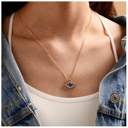 Vintage Rhinestone Evil Eye Pendant Necklace Gold Lucky Eye Choker Necklace Turquoise Eye Chain Necklace Cz Paved Talisman Necklace Protection Chain Jewelry for Women and Girls