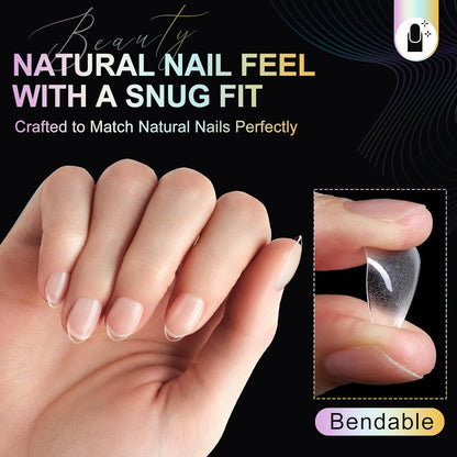 Almond Nail Tips Extra Short Soft Gel Nail Tips 240Pcs Short Almond Shaped Full Cover Nails Tips Half Matte Gelly Press on Fake Nails Tip for Acrylic Nail Tip Extension Home DIY & Salon Nails 12 Sizes