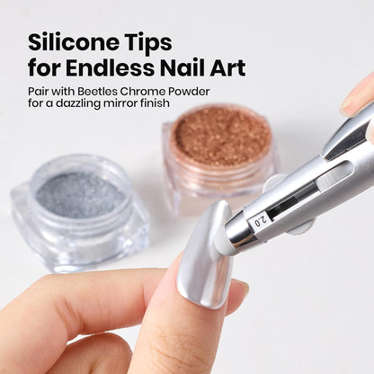 Beetles Nail Dotting Pen 4-in-1 Manicure Art Tools in Ballpoint Design with Size Marking and Pressing Head Double-end Nail Dotting Tool, Pefect for Dottings Painting Gems Chrome Powder DIY and Salon