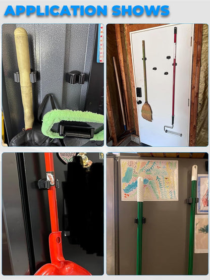 Magnetic Broom Mount, Mop Holder Magnetic No Drilling Magnetic Tool Holder Wall Mount for Garden Tool,Rack Rake,Shovel Handle,Garage,Kitchen,Laundry Tools Organizer-8 PCS/Gray