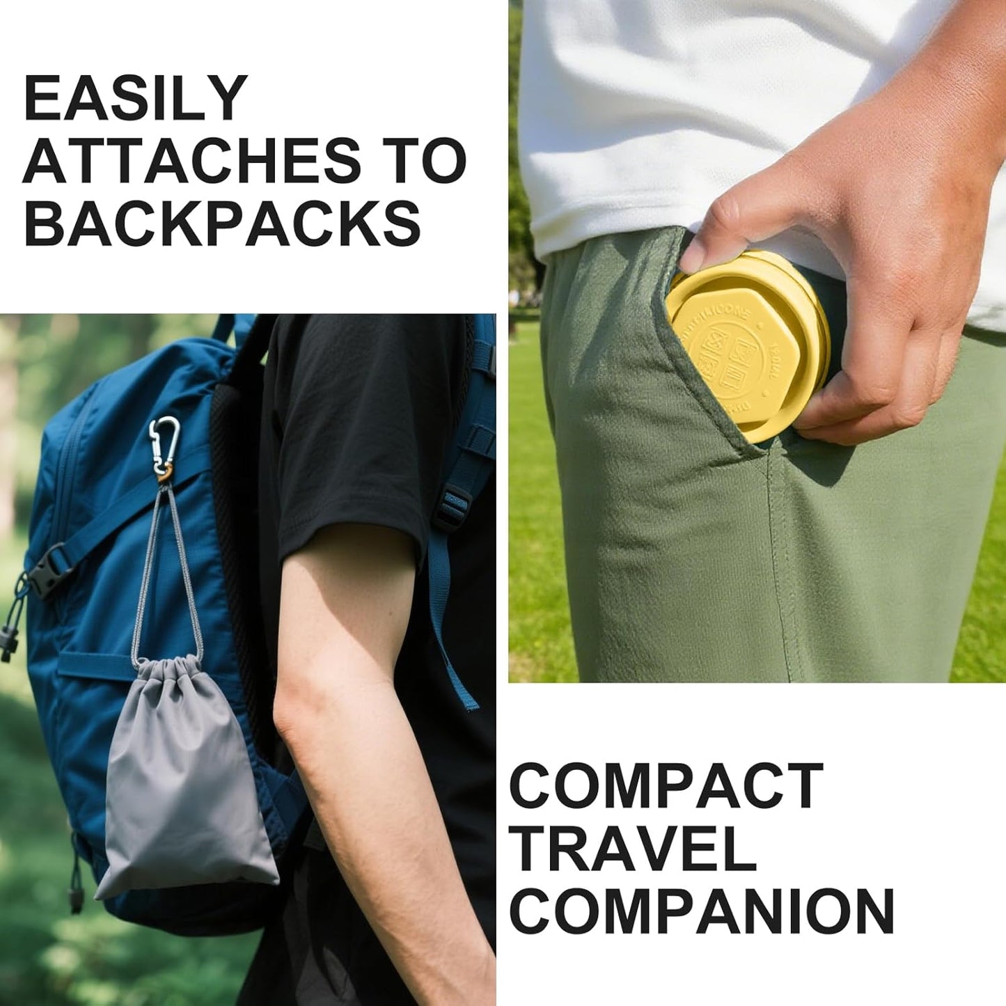 Silicone Collapsible TravelCup - Silicone Folding Camping Cup with Lids -Collapsible Water Cup- Foldable Drinking Cup - for Travel, Camping, Hiking,Outdoor Sports,[6oz]