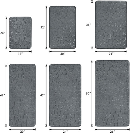 YIHOUSE Memory Foam Bath Mat Cobblestone Bathroom Rugs Super Water Absorbent Bath Mats for Bathroom Machine Washable Bath Rugs(24 x 36,Dark Gray)
