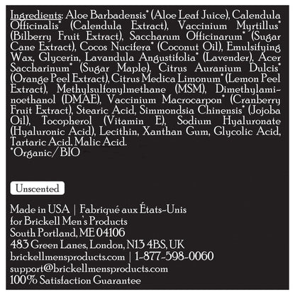 Brickell Men's Instant Relief Aftershave for Men, Natural and Organic Soothing After Shave Balm to Prevent Razor Burn 2 Ounce, Unscented