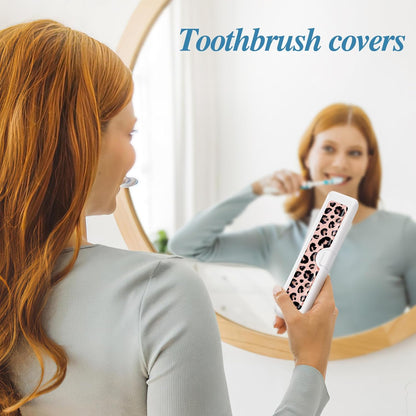 2 Pcs Toothbrush Travel Case - Colorful Pattern, Holder and Covers for Toothbrushes, Includes Tongue Scraper Case