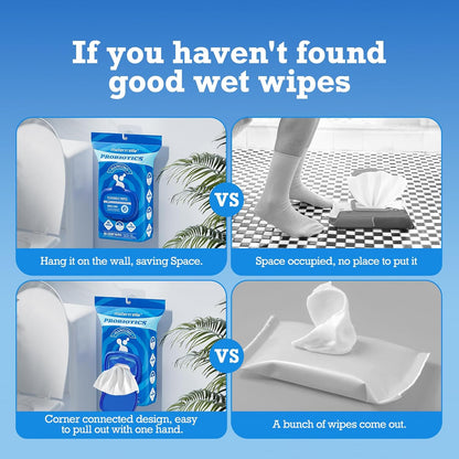 matern'ella Hanging Flushable Wipes Unscented Extra Large Corner-Connected Wet Wipes Adult Plant Based Fibers with Probiotics Alcohol Free Sewer Safe Butt Wipes Travel 3 Packs of 80 Wipes