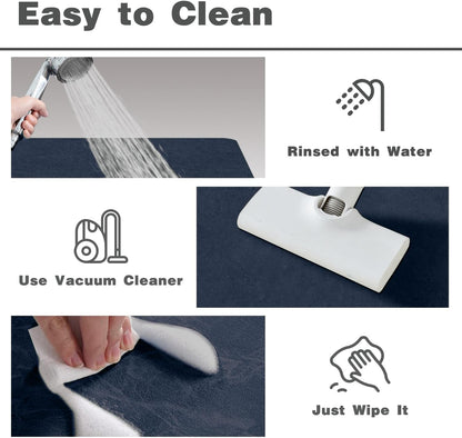 Bath Mat, Bathroom Rugs Non Slip Washable Thin Absorbent Quick Dry Bath Mat Fits Under Door Bathroom Floor Mat Perfect for Bath, Shower, or Sink 36"x60" Navy Blue