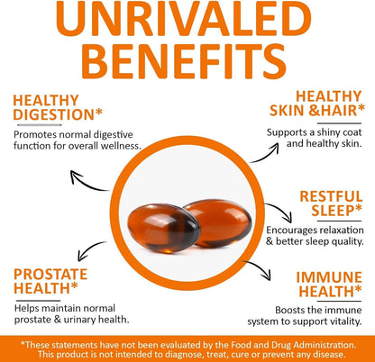 300PCS Pumpkin Seed Oil Capsules,2 in 1 Pumpkin Seed Oil with Saw Palmetto for Hair Growth, Skin Supplement, Support Prostate,Cold Pressed, Heart, | Non-GMO | Gluten Free