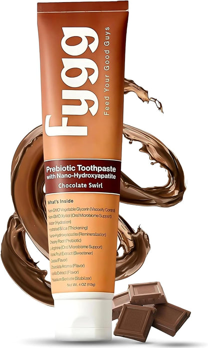 Nano Hydroxyapatite Toothpaste with Prebiotics | Fluoride & SLS Free with Hydroxyapatite | Remineralizing nHA Tooth Paste for Sensitive Teeth | Chocolate Swirl, 4 Oz