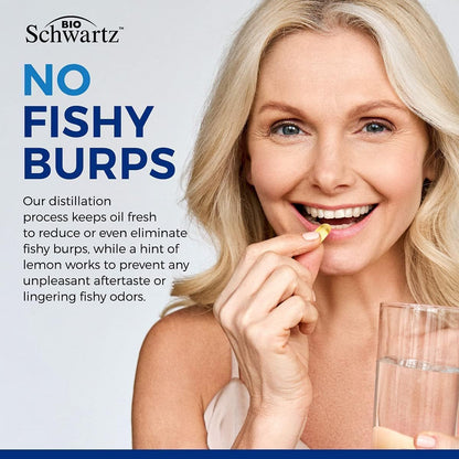 Triple Strength Omega 3 Fish Oil Supplement - 2250mg EPA DHA Omega 3 Fatty Acids from Fresh Wild Caught Fish, Burpless Lemon Flavor Formula Supports Eye Health and More, Gluten Free, 90 Softgels