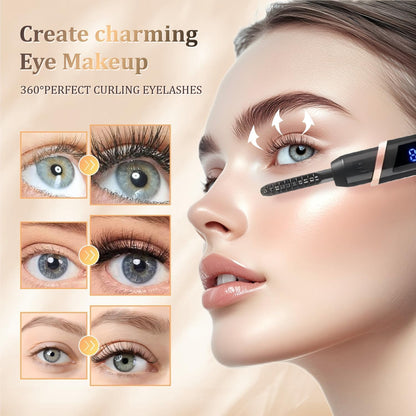 Heated Eyelash Curlers - Rechargeable Electric Eyelash Curler with 4 Heat Settings,Long-Lasting Curling Tool Includes Eyelash Brush,LED Display,Best for Women's Makeup (Black)