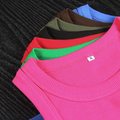 GEMBERA Womens Sleeveless Racerback High Neck Casual Basic Cotton Ribbed Fitted Tank Top