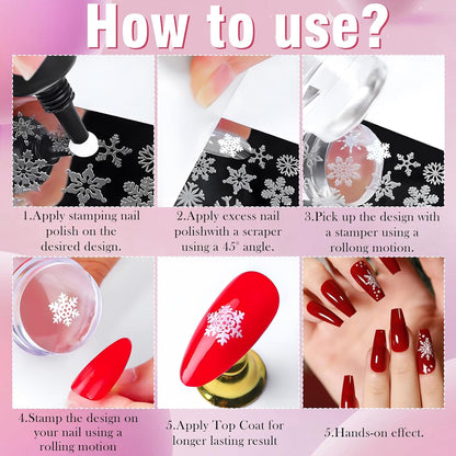 AddFavor Nail Stamper Kit 8pcs Stamping Plates Minimalist Geometric Butterfly Leaf Image Template for DIY Decorating Polish Gel Plate Print Stamper Manicure Stencils Tools