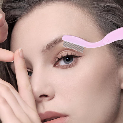 Eyelash Comb MSQ Eyelash Separator Tool Eyelash Comb Separator Folding Eyelash Brush Separator Lash Comb for Eyelash Makeup Brush (Pink)
