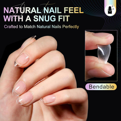 Almond Nail Tips Short Soft Gel Nail Tips 240Pcs Short Almond Full Cover Nails Tips Pre-Shaped Half Matte Gelly Press on Fake Nails Tip for Acrylic Nail Tip Extension Home DIY & Salon Nails 12 Sizes