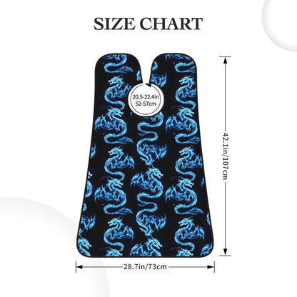 Strong Suction Cup Beard Grooming Bib, Non-Stick Hair Catcher, Waterproof, for Shaving, Black Blue Fire Dragon Art