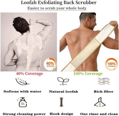 Exfoliating Natural Loofah Sponge Back Scrubber for Shower, Exfoliating Sponge for Shower, Bath Shower Scrubber for Men and Women, Luffa Scrubber to Clean Your Back Deeply Relax Your Body (1 Pack)