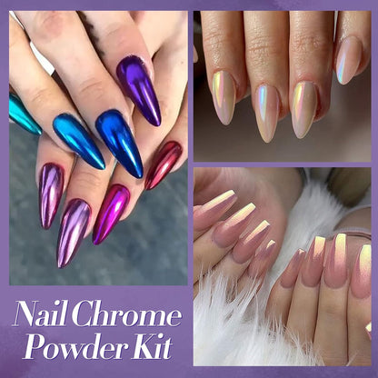 BORN PRETTY Chrome Powder Metallic Mirror Chameleon Nail Powder Auroras Mermaid Nail Powder Pigment for Nail Art Gel Polish Manicure Nail Art Decorations 9 Jars