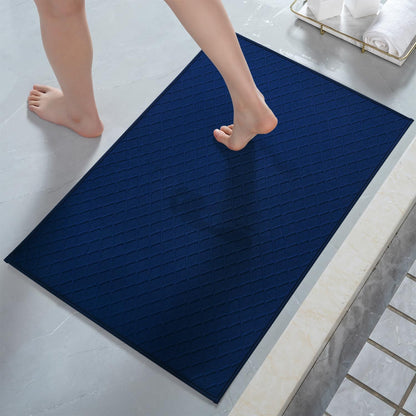 AMOAMI Ultra Thin Bathroom Rugs, Rubber Backed Bath Mats for Bathroom Non Slip, Absorbent Bathroom Mat for Floor, Shower, Sink(20"x 32", Blue)