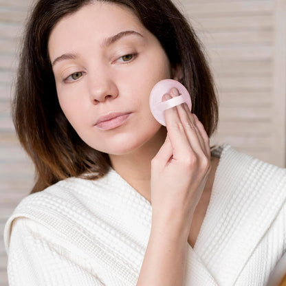 12 Pcs Makeup Powder Puff Cotton Powder Puffs for Face Powders Makeup Puffs for Powders Small Velour Puff Soft Pads Washable Face Compact for Loose Setting Pressed Powder(2.36 Inch Skin Color)