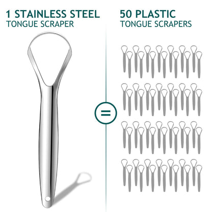 Tongue Scraper (2 Pack), Wide-head Tongue Cleaner with Nice Carrying Box, Easkep 100% Stainless Steel Tongue Scrapers Cleaners, for Men, Women, Adults, Kids，Silver