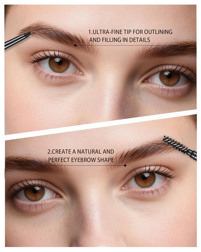 Dark Brown Eye Brow Pencils for Women, 6Pcs Waterproof Eyebrow Pencil, 1.5mm Micro-Fine Tip & Spiral Brush with Brow Razors Perfect for Creating a Natural and Delicate Eyebrow Look Makeup