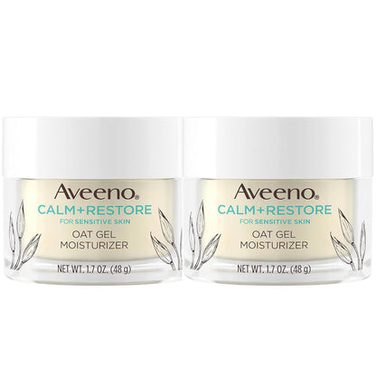 Aveeno Calm + Restore Triple Oat Hydrating Face Serum for Sensitive Skin Gentle and Lightweight Facial Serum to Smooth and Fortify Skin Hypoallergenic, Fragrance & Paraben-Free,1.7 fl. Oz (Pack of 2)
